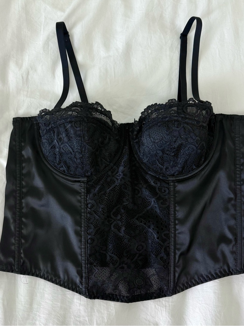 Black Lace Longline Balconette Bustier - Women Intimates